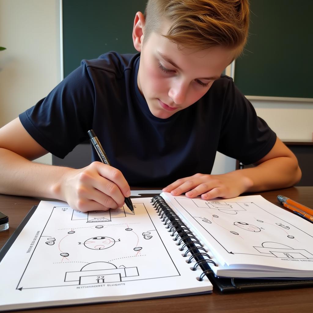 Teenager Sketching Football Drills