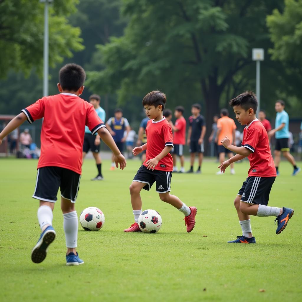 Thai Football Players Training in Park