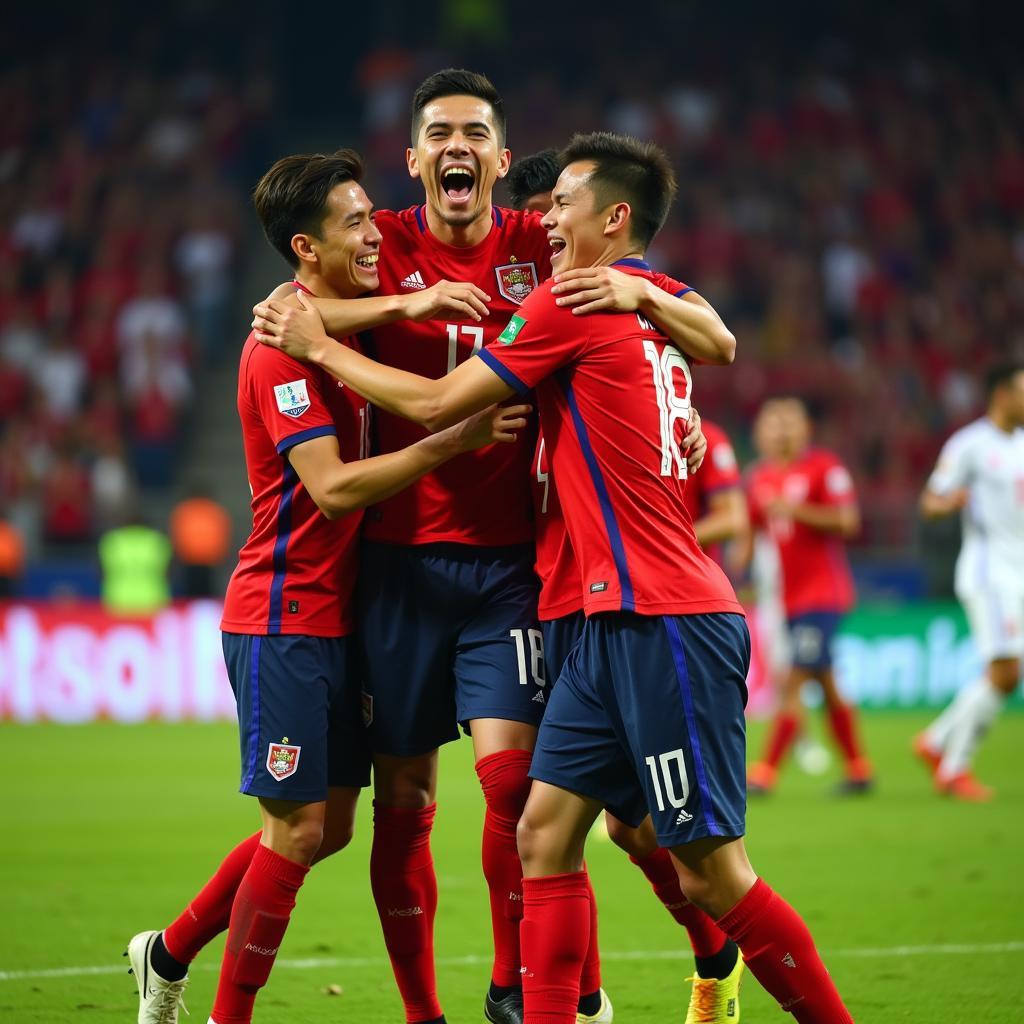 Thailand National Team Celebrating a Goal