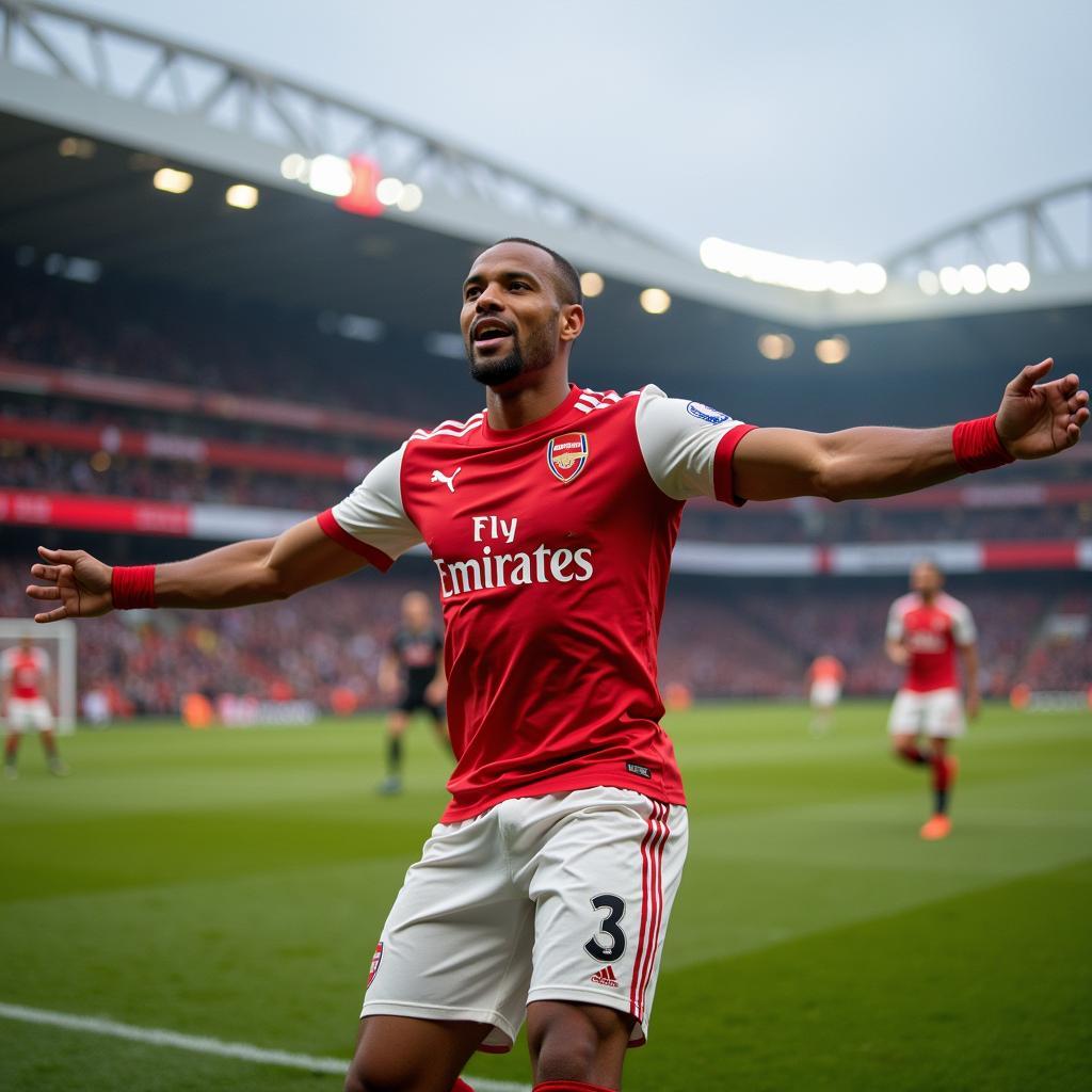 Thierry Henry celebrates a goal for Arsenal