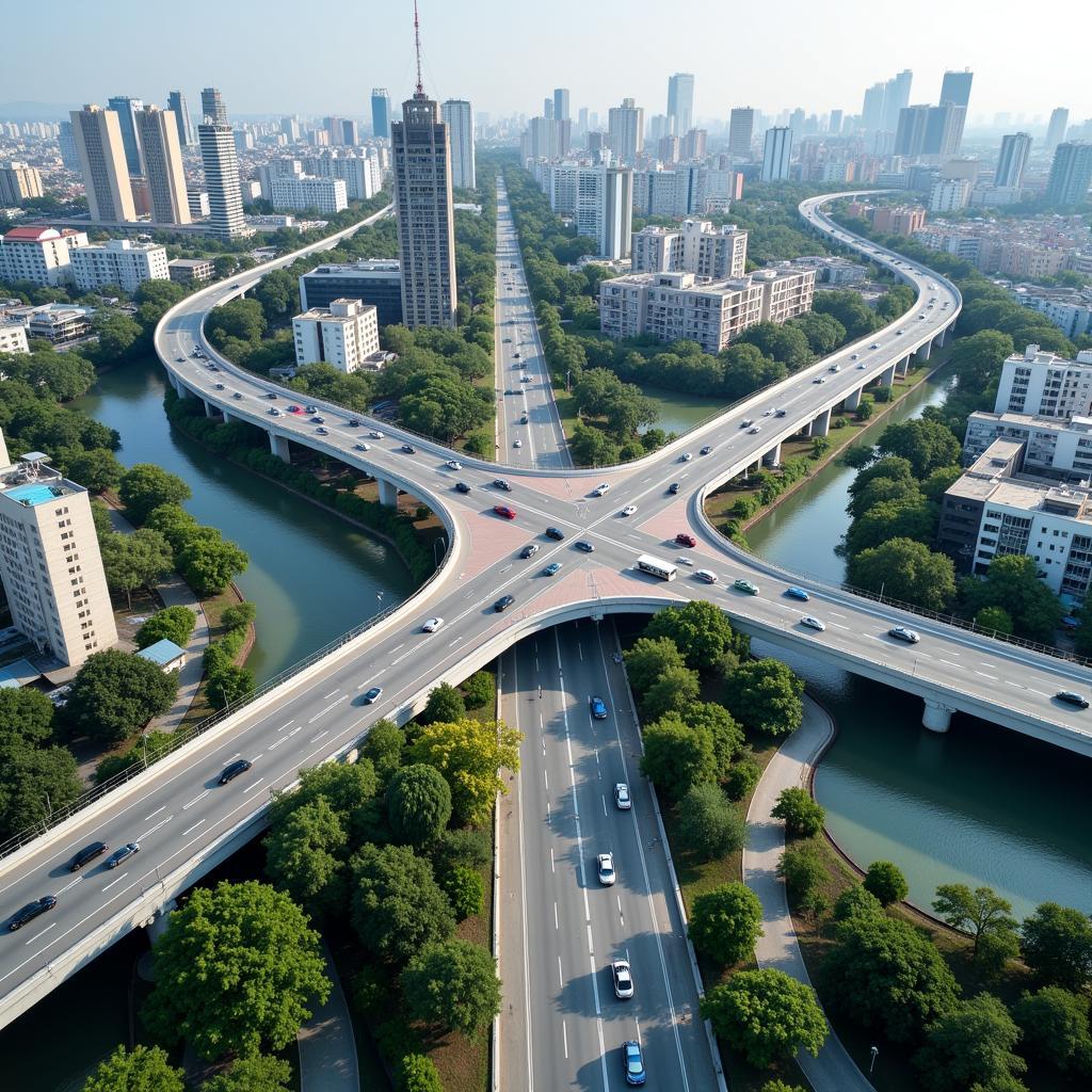 Aerial View of Thủ Đức Intersection Flyover