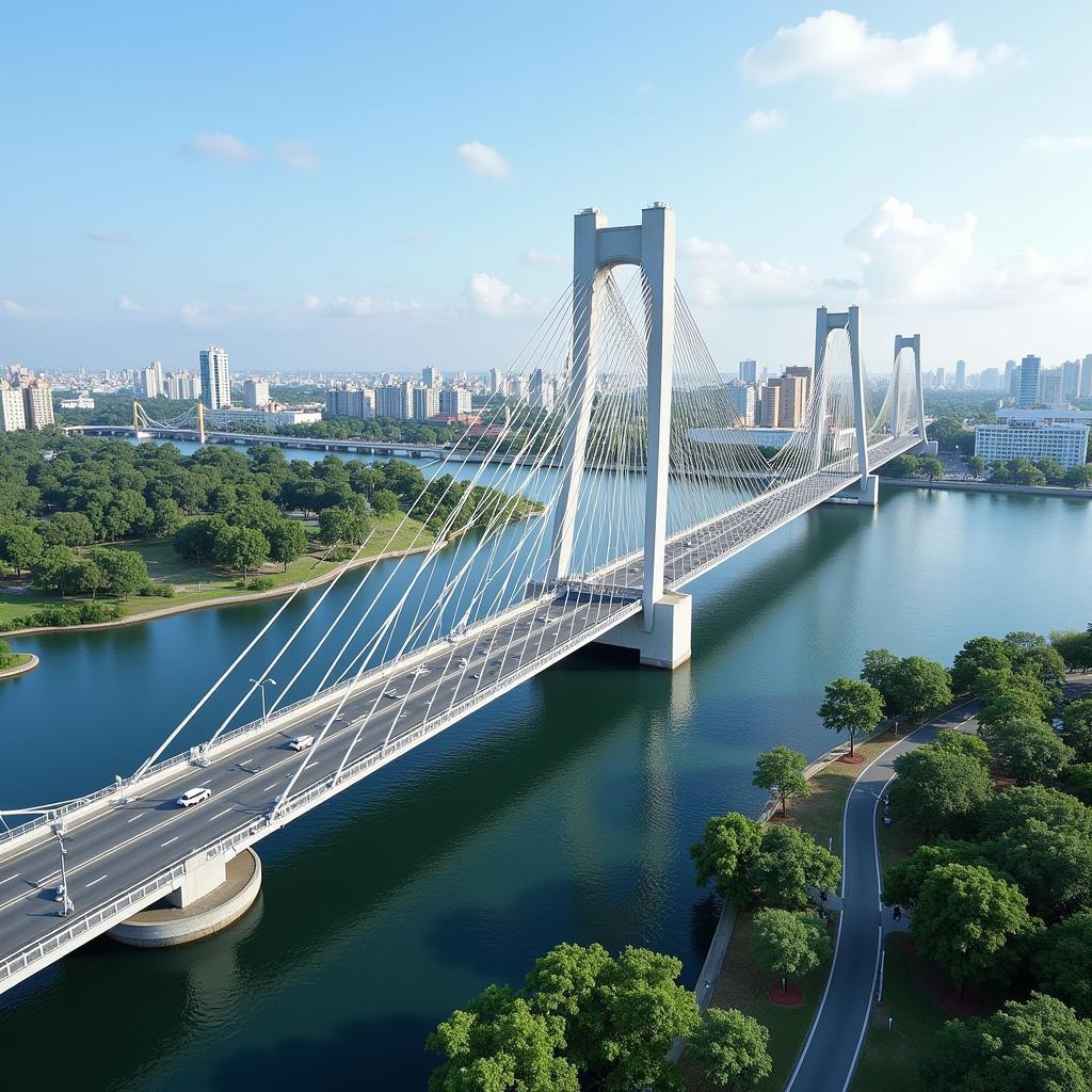 Thu Thiem Bridge Connecting Districts 1 and 2 in Ho Chi Minh City