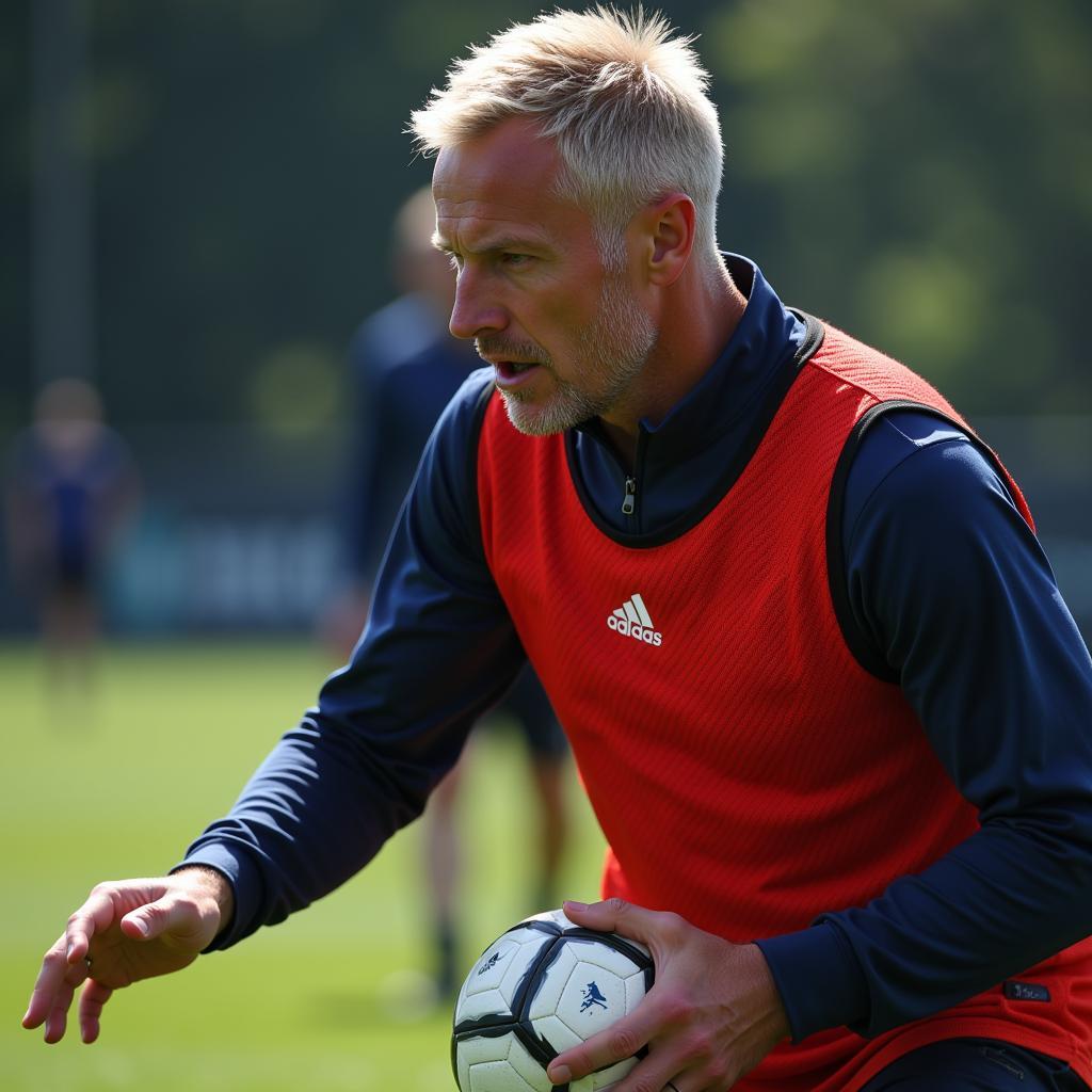 Erling Haaland focused during training