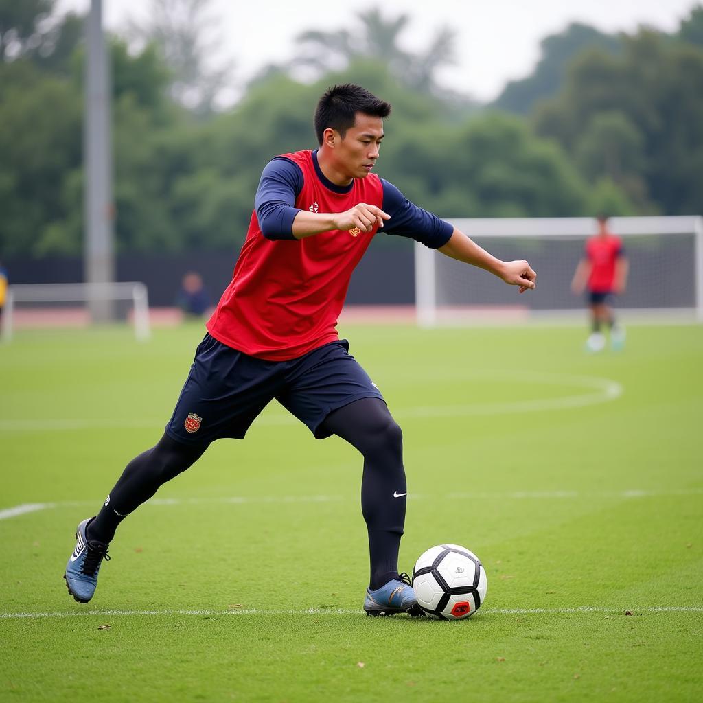 Tran Dinh Dong showcasing his football skills