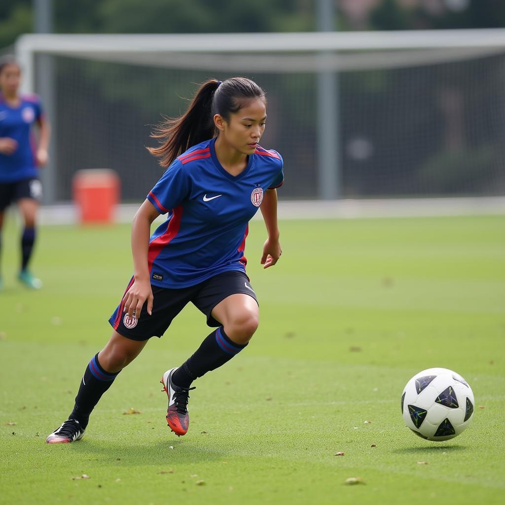 Tran Duyen training hard on the field