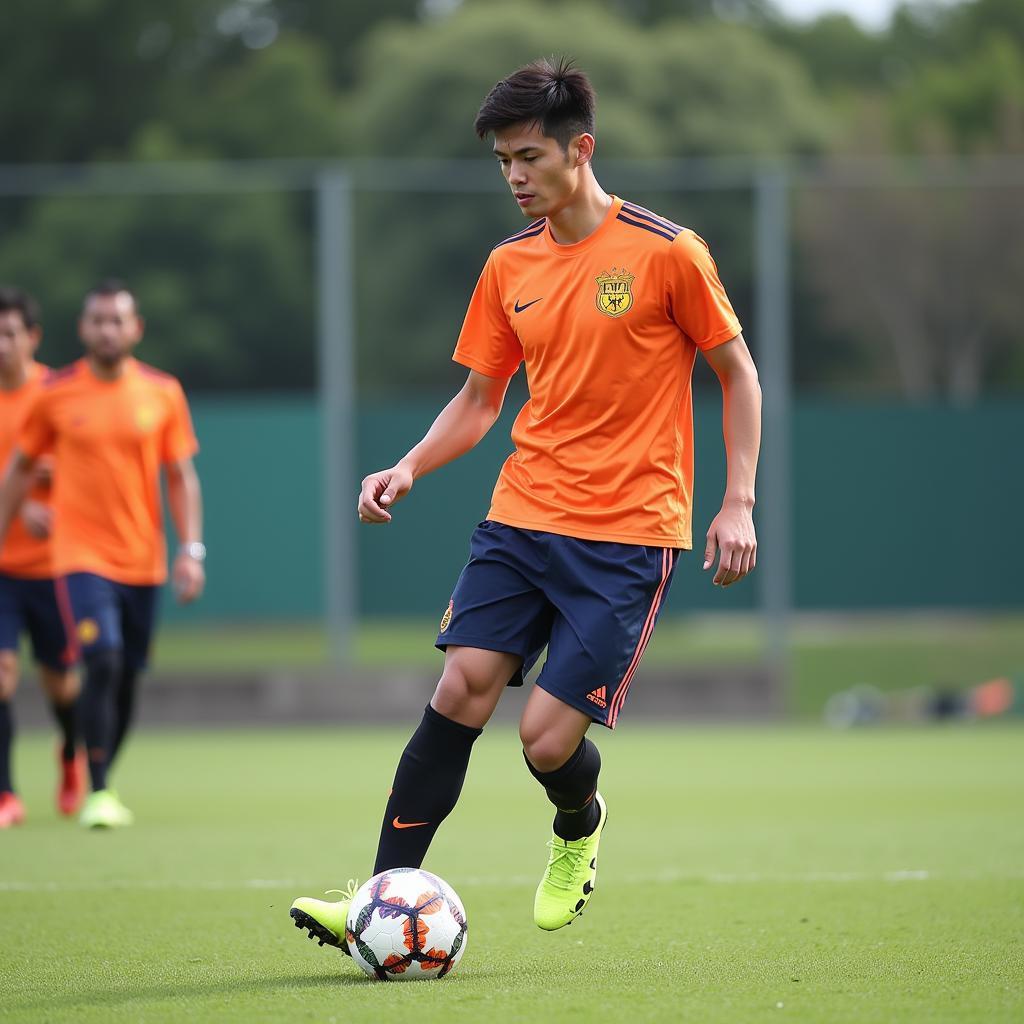 Tran Thanh enjoying a casual football game with friends