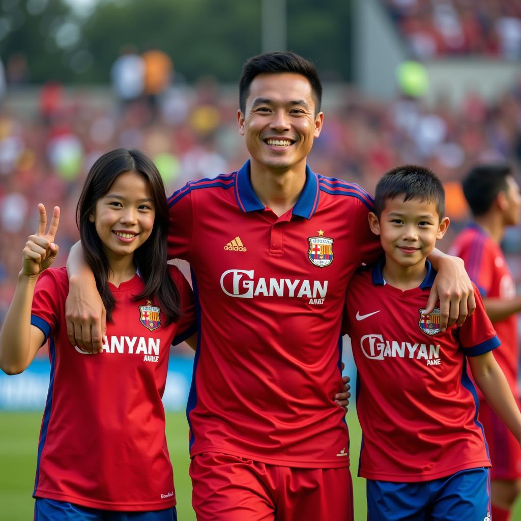 Tuan Anh celebrating with his family