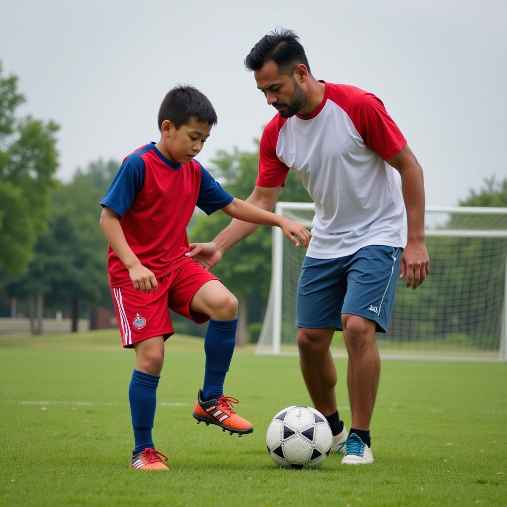 Tuan Anh training with his father