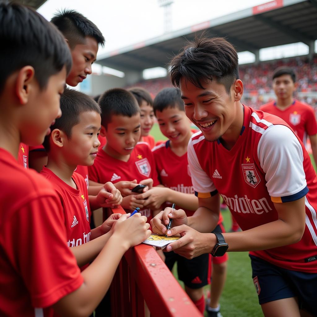 Tuan Anh interacting with young fans