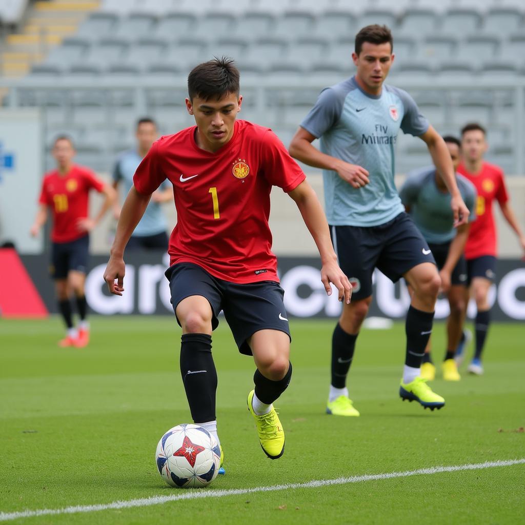 U19 Vietnam players practicing