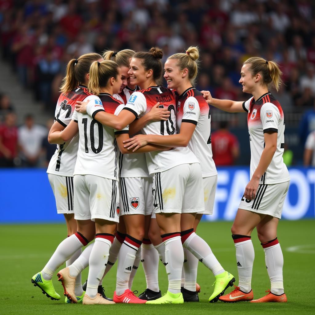 U21 German players celebrating a victory.