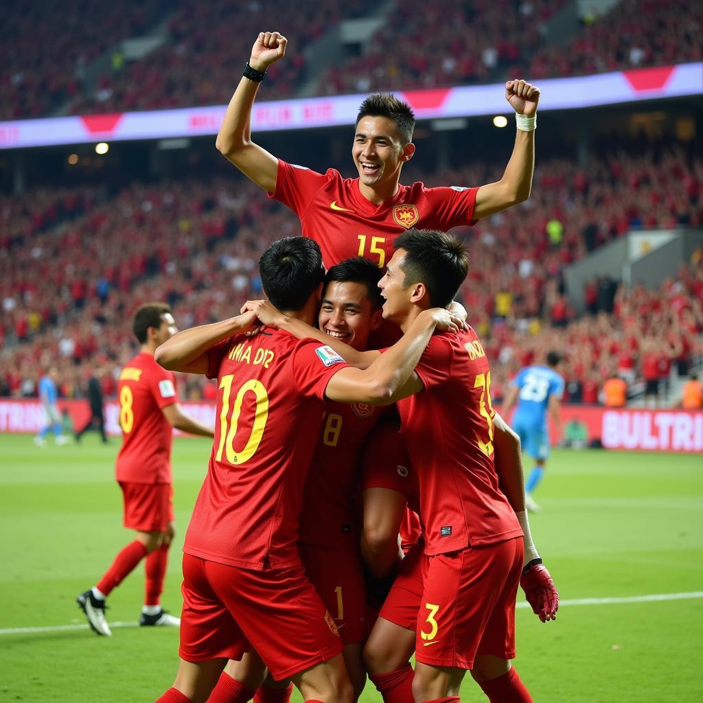 U22 Vietnam Players Celebrating a Victory