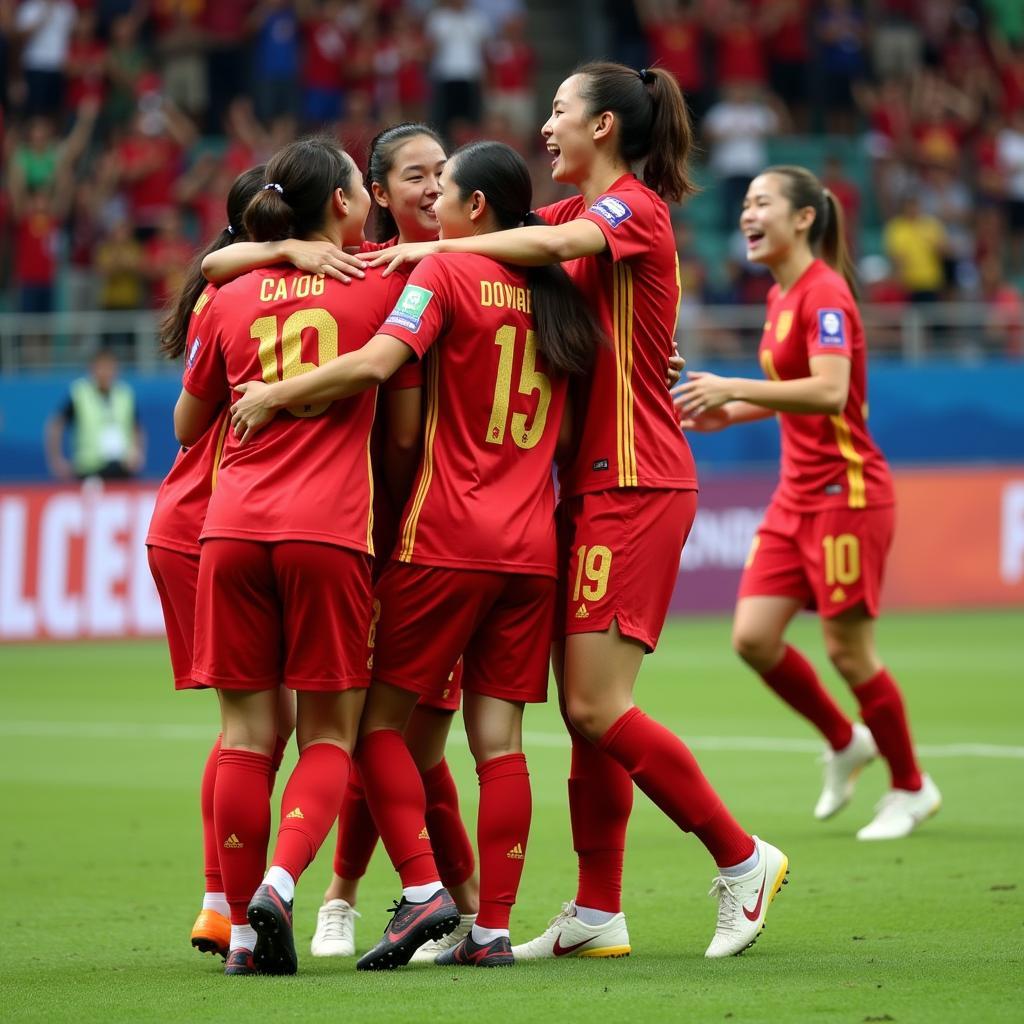 U22 Vietnam celebrating a goal in the 2019 SEA Games