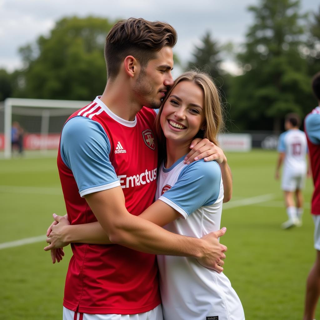 U23 Football Player and Girlfriend Celebrating Victory