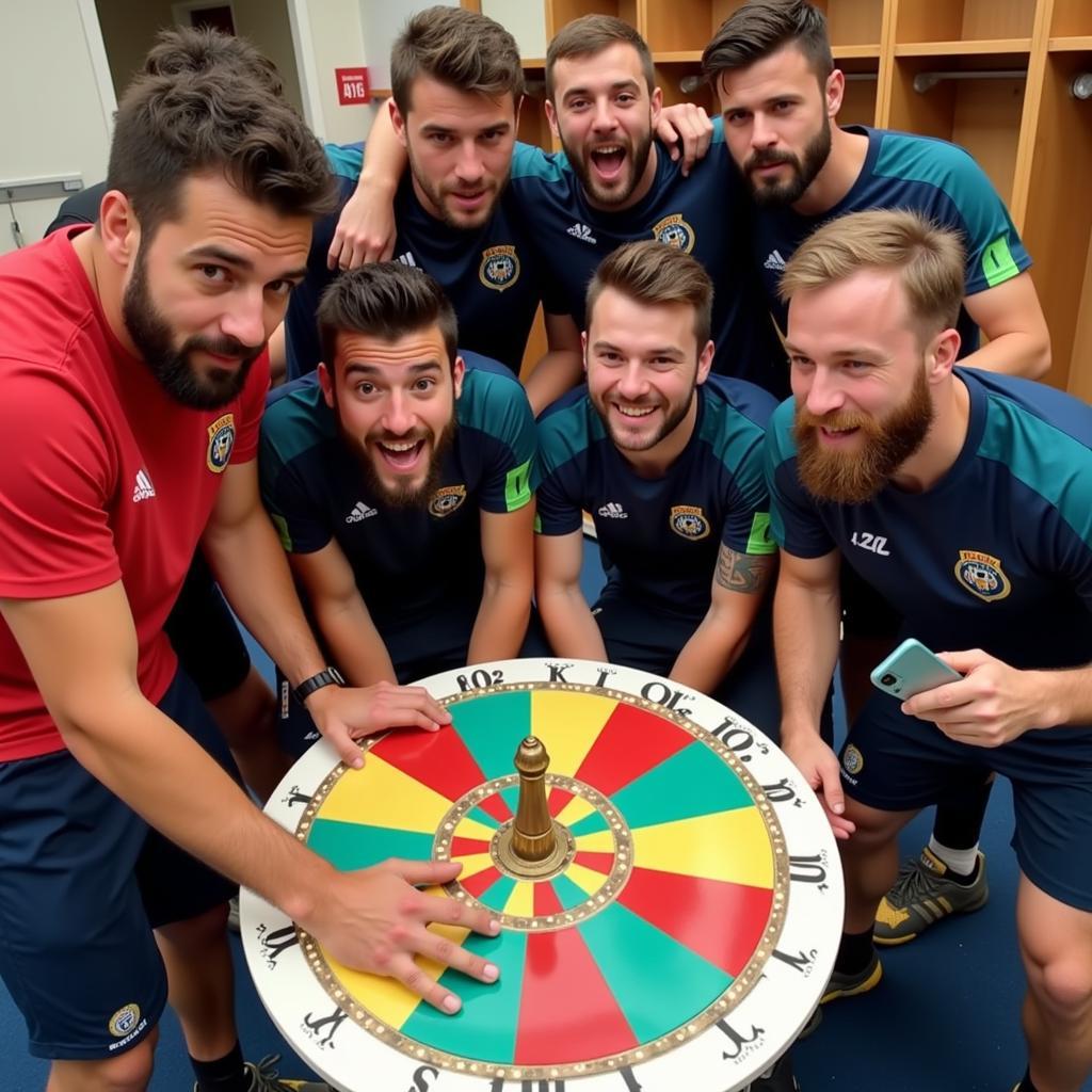 U23 footballers participate in a viral beard wheel challenge, generating excitement among fans.