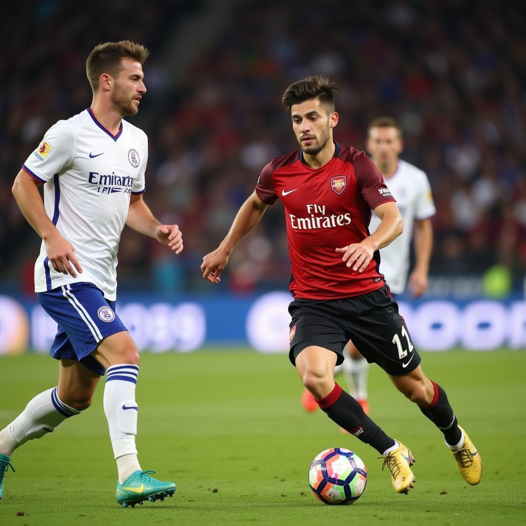 U23 Player Dribbling Past Defender