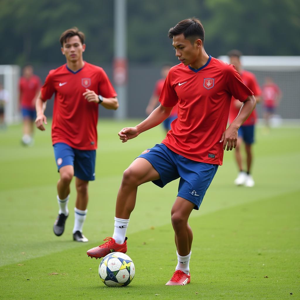 U23 Vietnam Football Player During Training Session