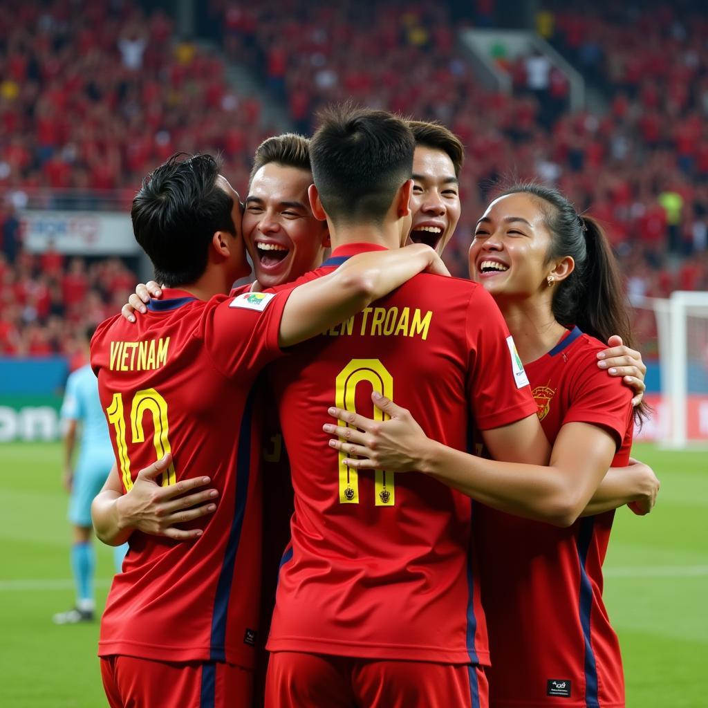 U23 Vietnam Football Players Celebrating a Goal