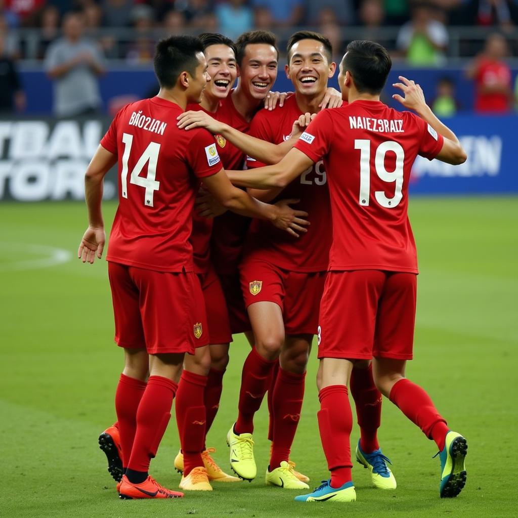 U23 Vietnam Football Players Celebrating Victory