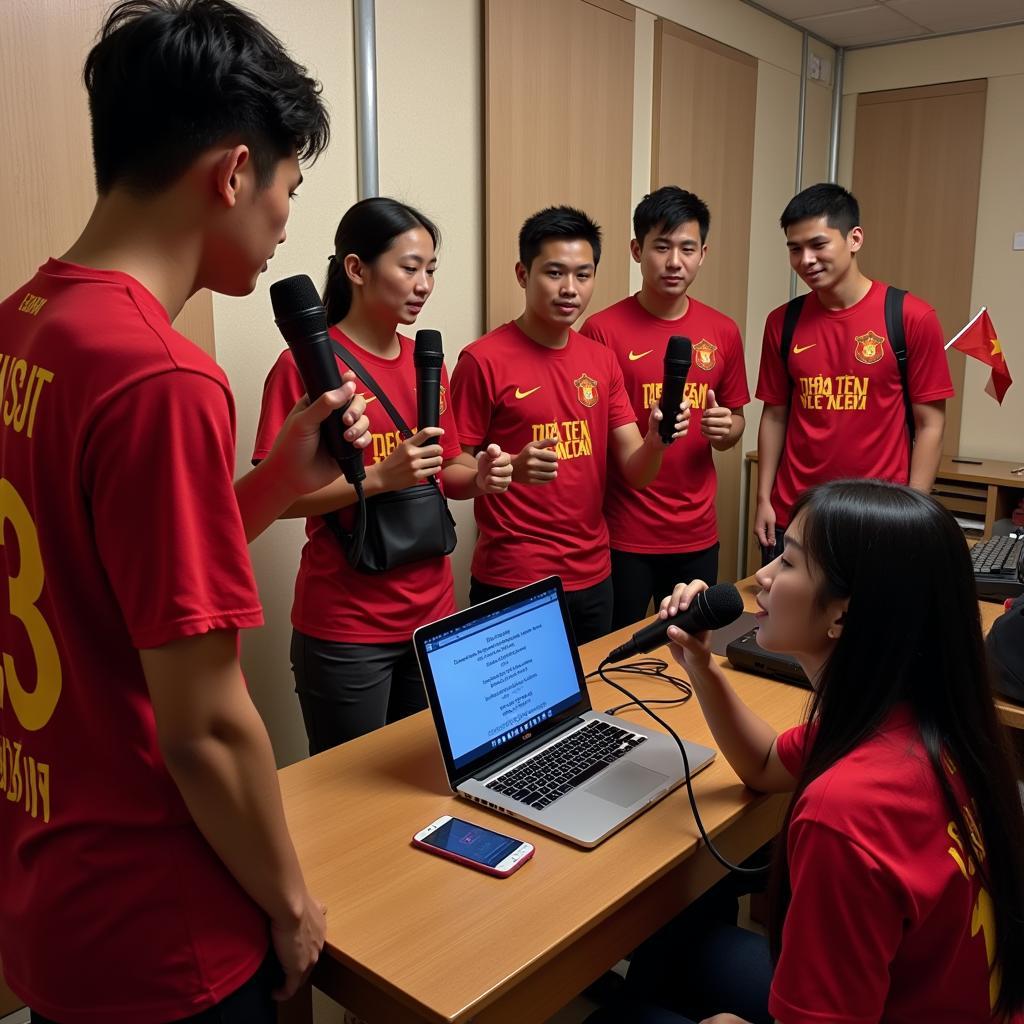 Vietnamese U23 Football Fans Recording a Karaoke Parody