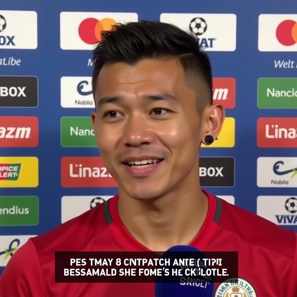 A funny meme of a U23 Vietnam player in a post-match interview