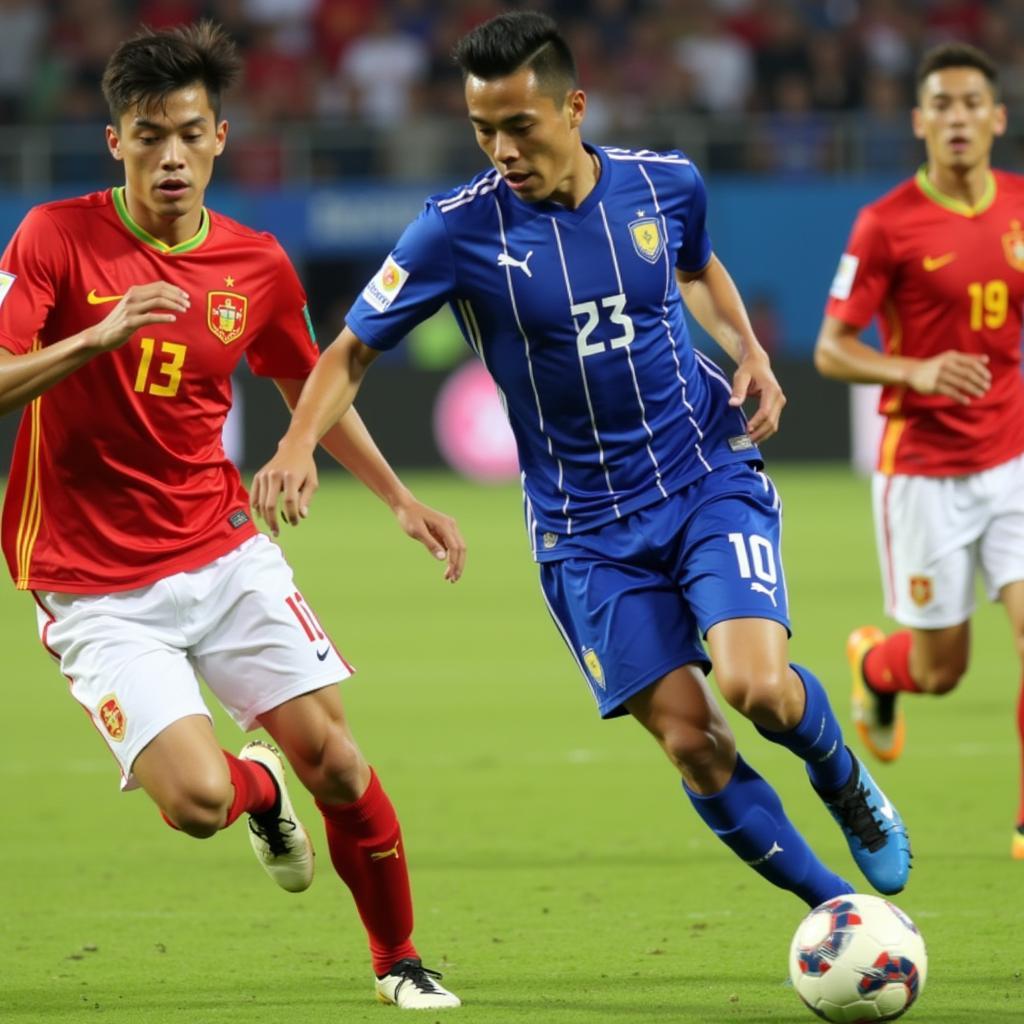 U23 Vietnam Midfielders in Action