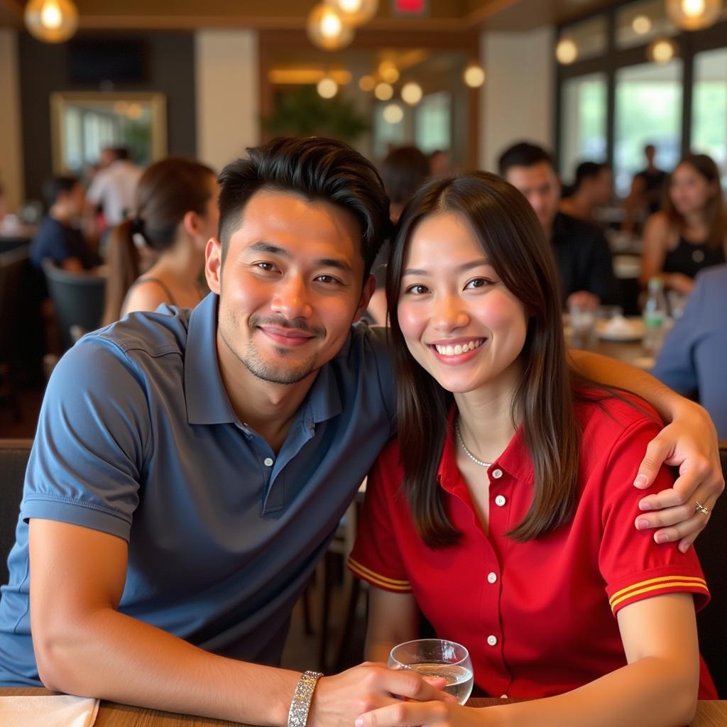 U23 Vietnam player and his girlfriend on social media