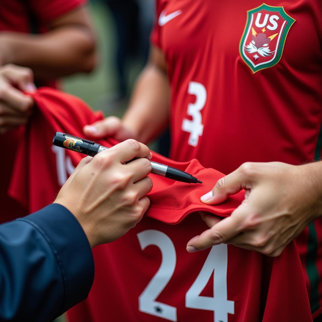 U23 Vietnam Player Signing Memorabilia at an Autograph Session