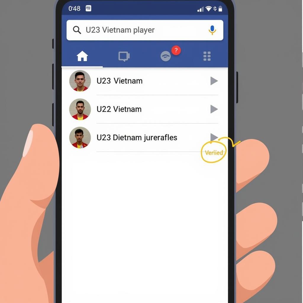 Searching for U23 Vietnam Players on Facebook