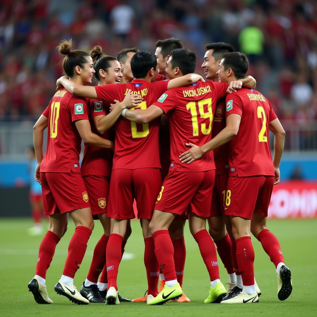 U23 Vietnam Players Celebrating a Goal