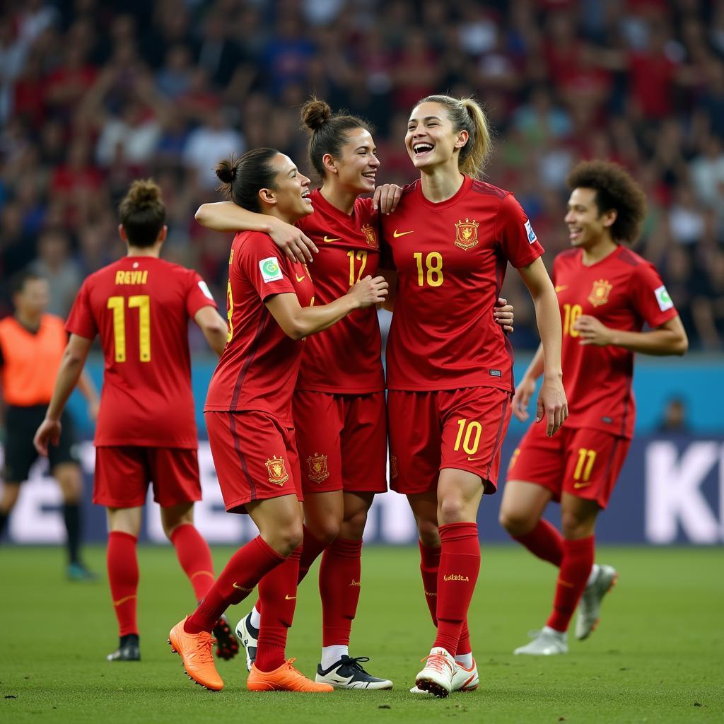 U23 Vietnam players celebrating a hard-fought victory, tears of joy streaming down their faces, embraced by teammates.