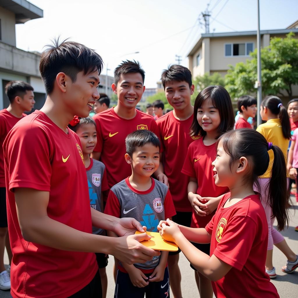 U23 Vietnam Players Engaging with the Community