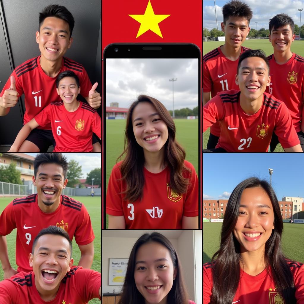 U23 Vietnam players engaging with fans on TikTok