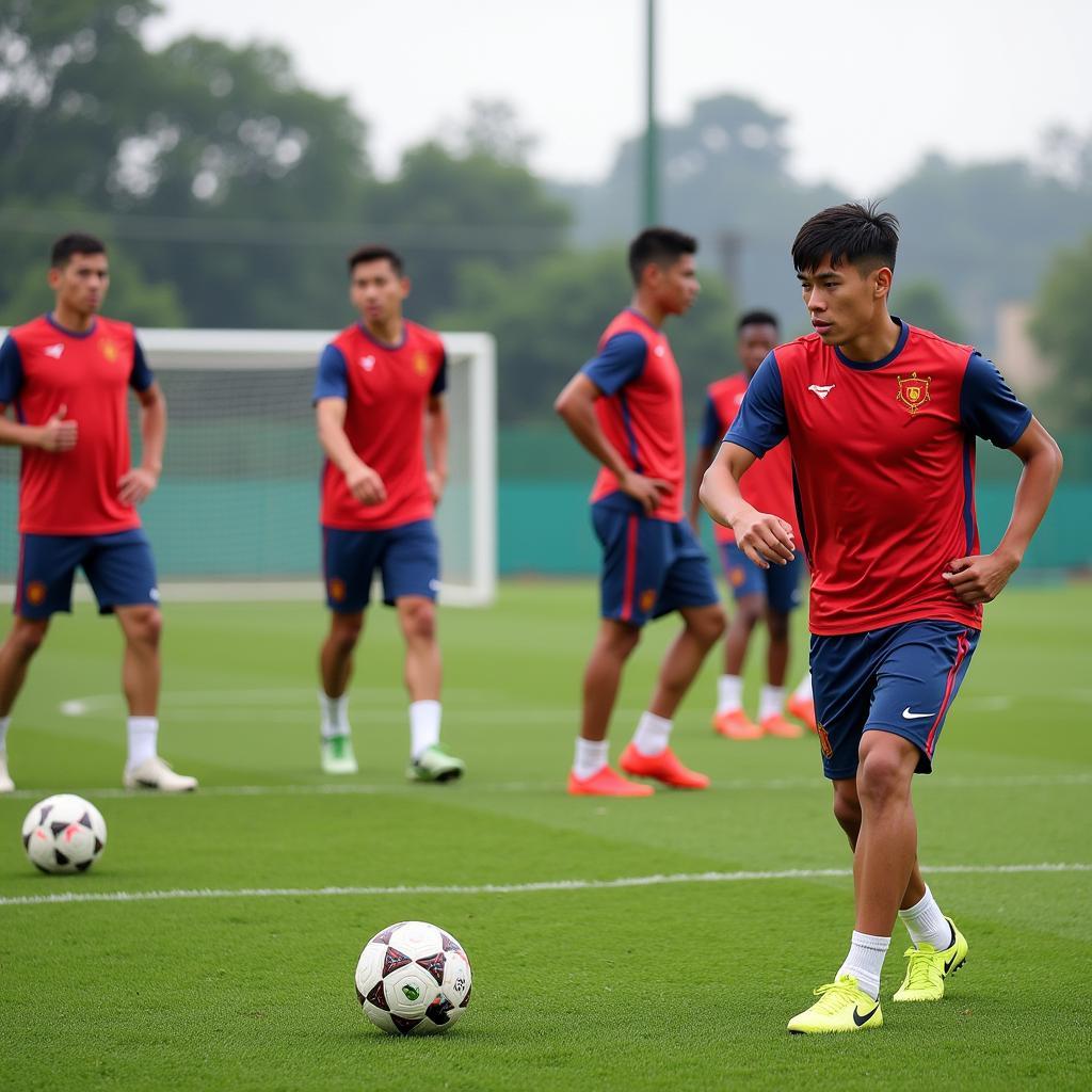 U23 Vietnam players training intensely