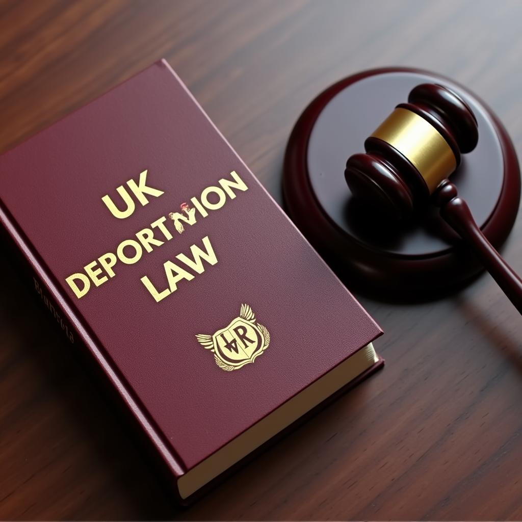 UK deportation law book and gavel