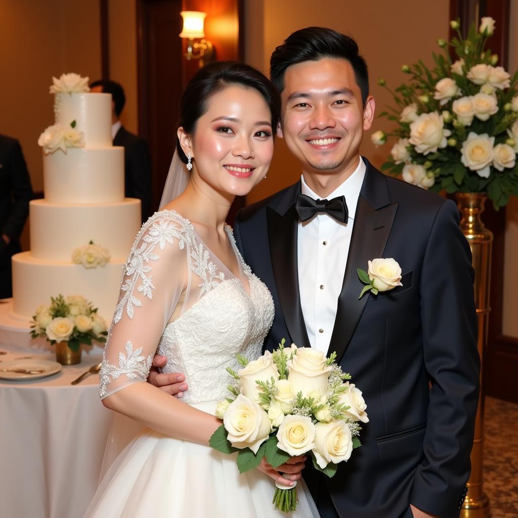 Van Duc and his bride at the wedding reception