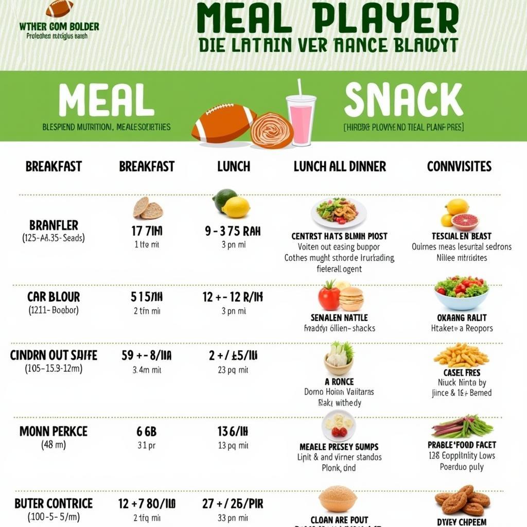 Vegetarian Footballer Meal Plan Example