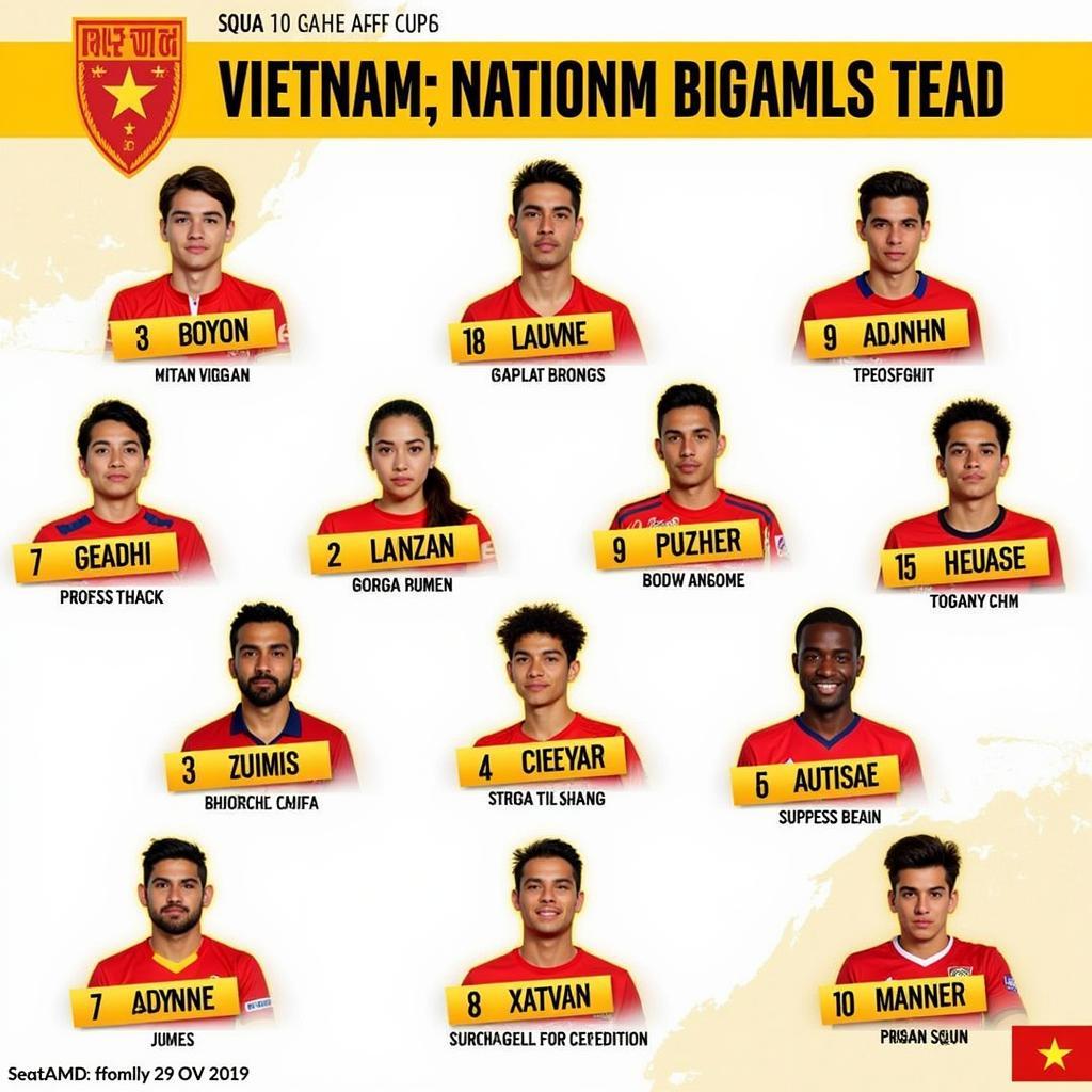 Vietnam Current AFF Cup Squad Jersey Numbers