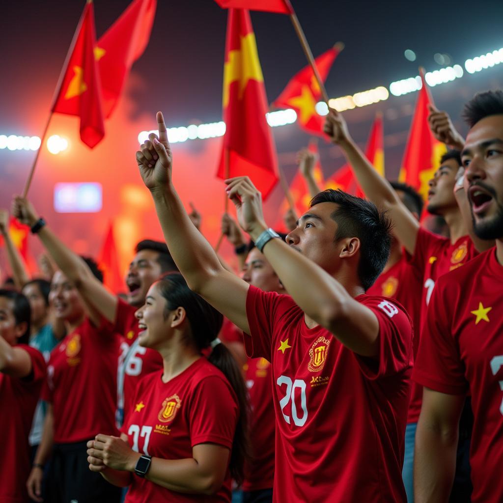 Vietnamese Football Fans Cheering