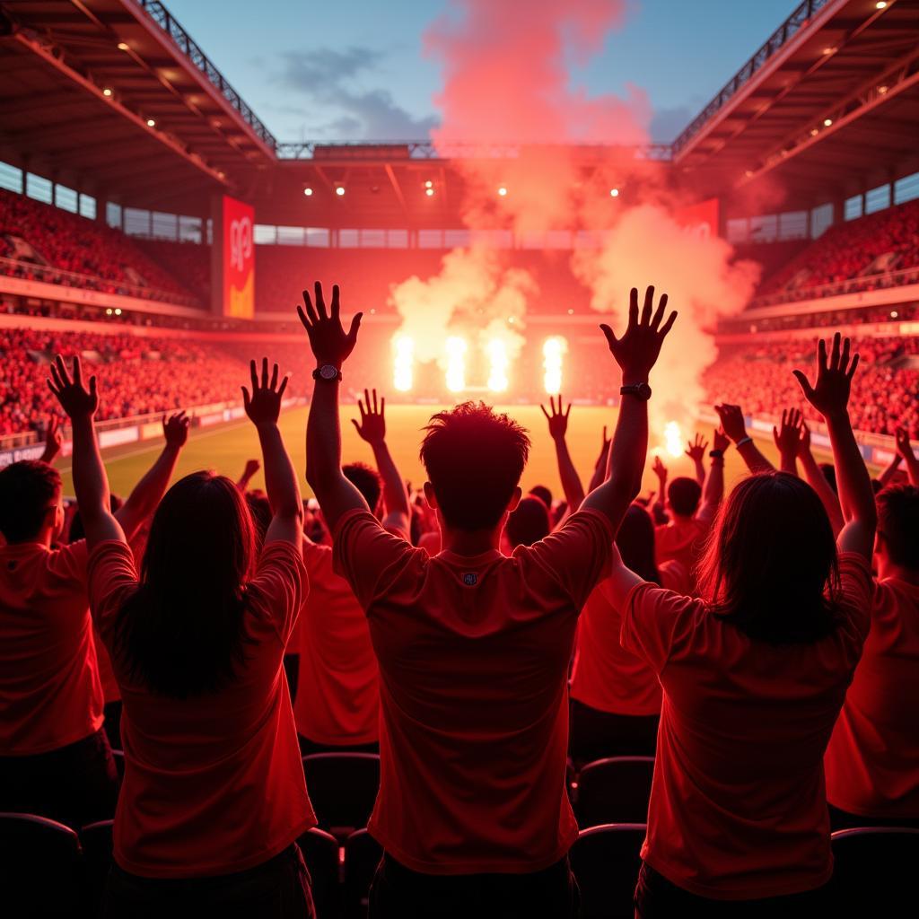 Vietnamese Football Fans Cheering for the National Team