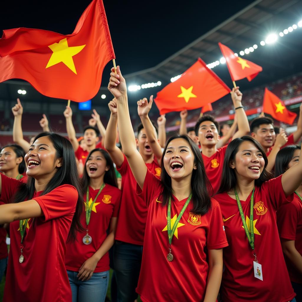 Vietnamese Football Fans Cheering