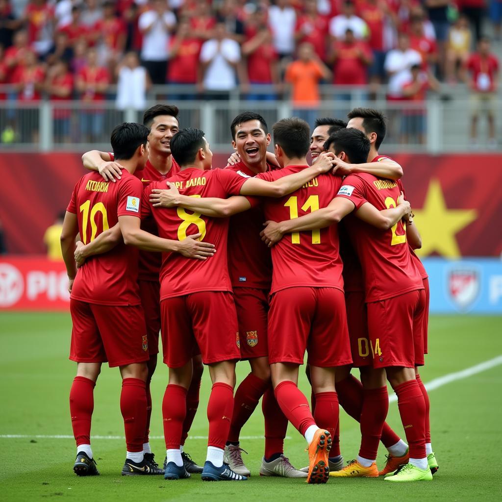 Vietnam National Team Celebrating a Victory