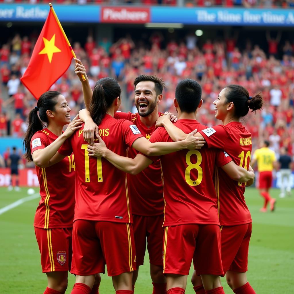 Vietnam national team celebrates a victory