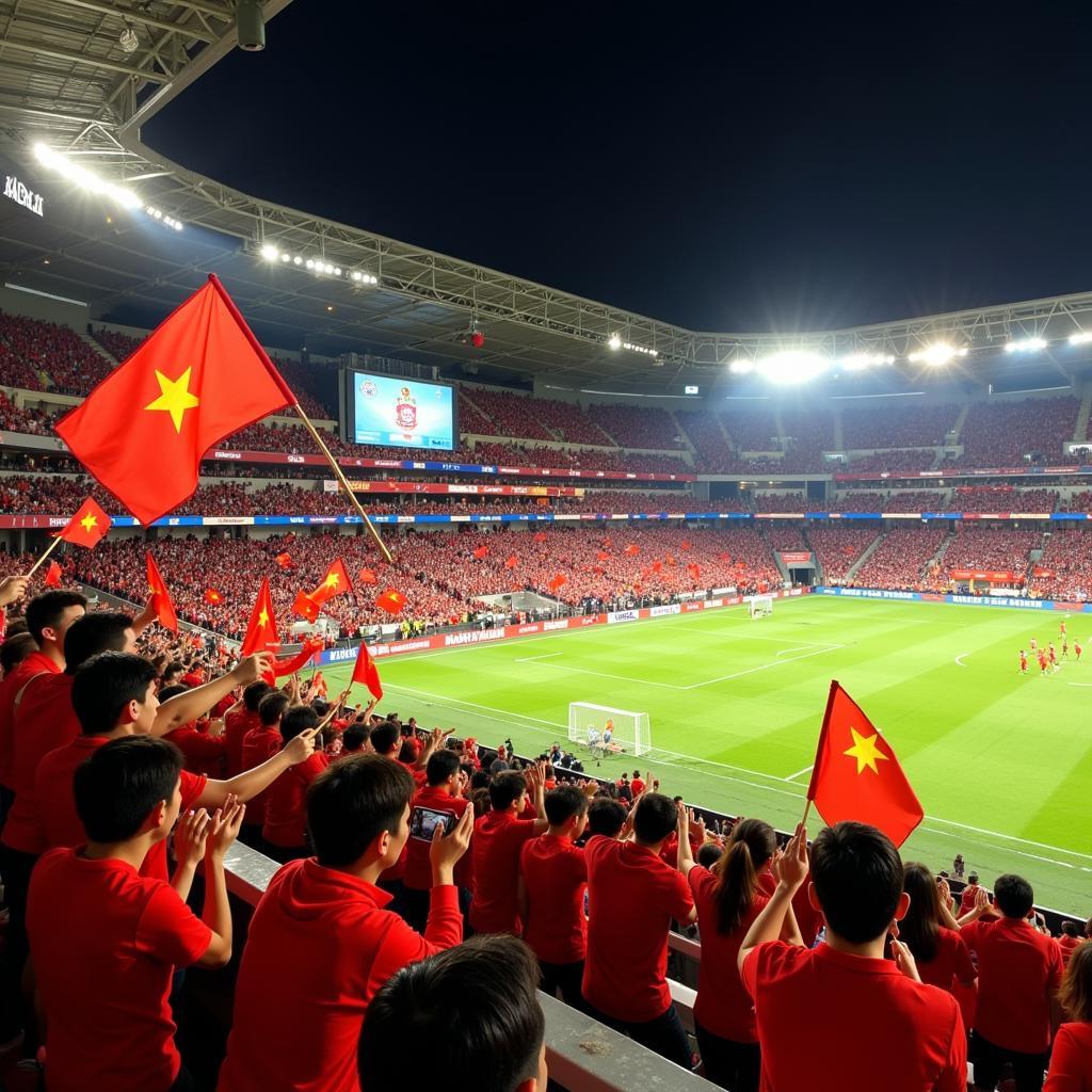 Vietnamese Fans Cheering for the Olympic Football Team