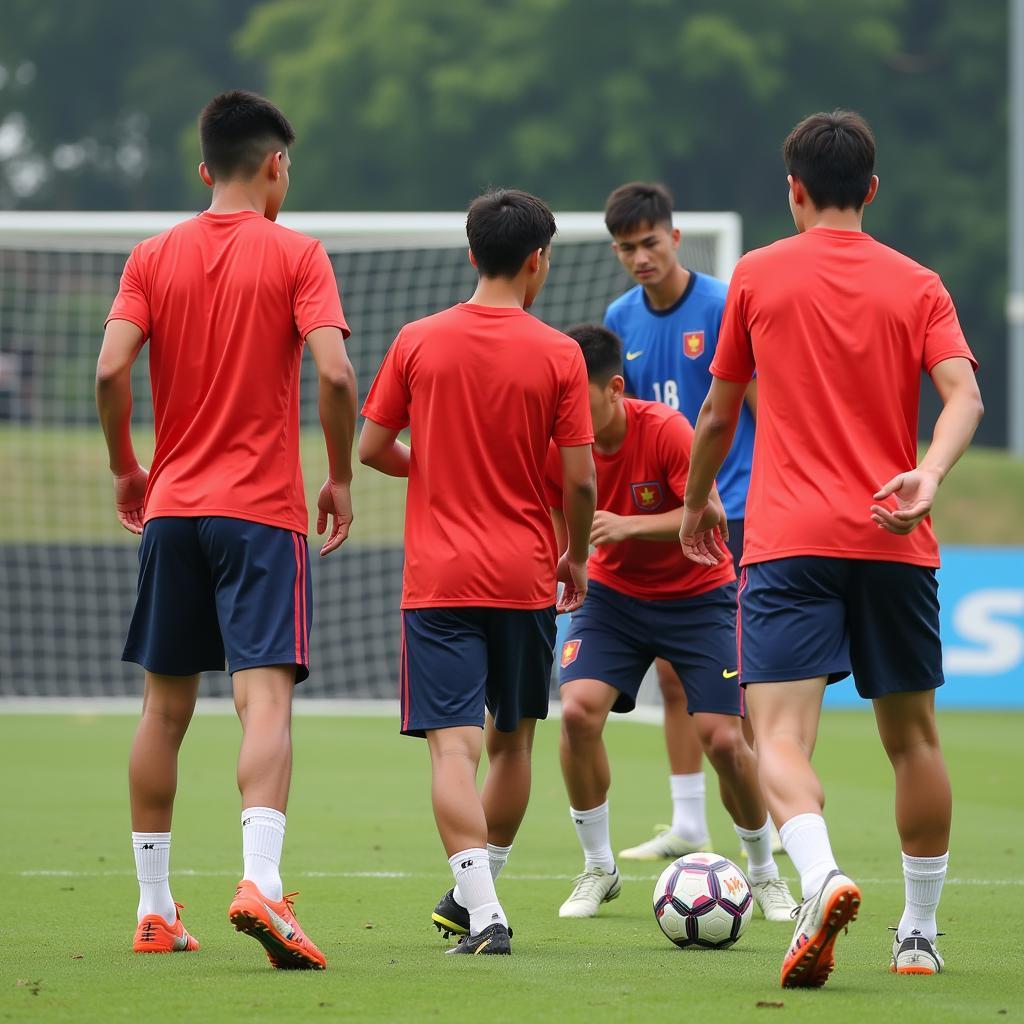 Vietnam U19 players during a training session