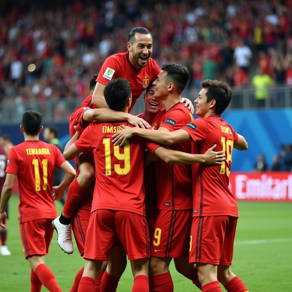 Vietnam U22 Team Celebrating a Goal