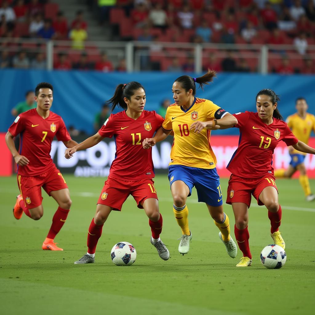 Vietnam U22 Midfield Action in a Match