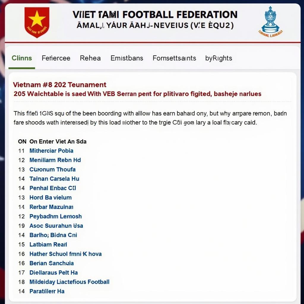 Vietnam U22 Team Announcement on Official Website