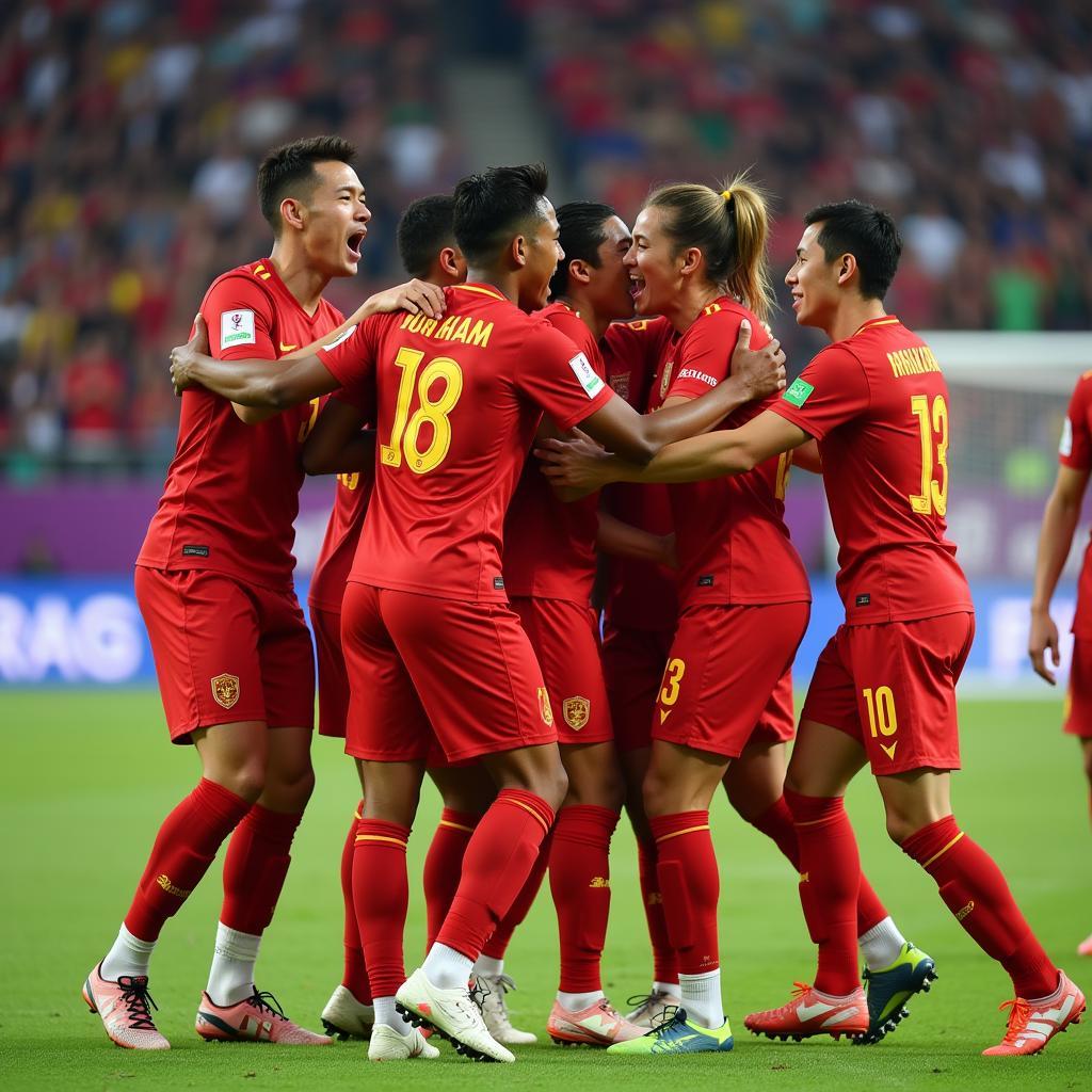 Vietnam U23 Football Team Celebrating a Goal