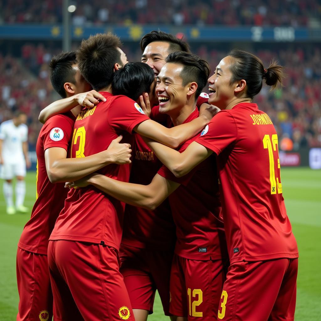 Vietnam U23 Football Team Celebrates a Victory